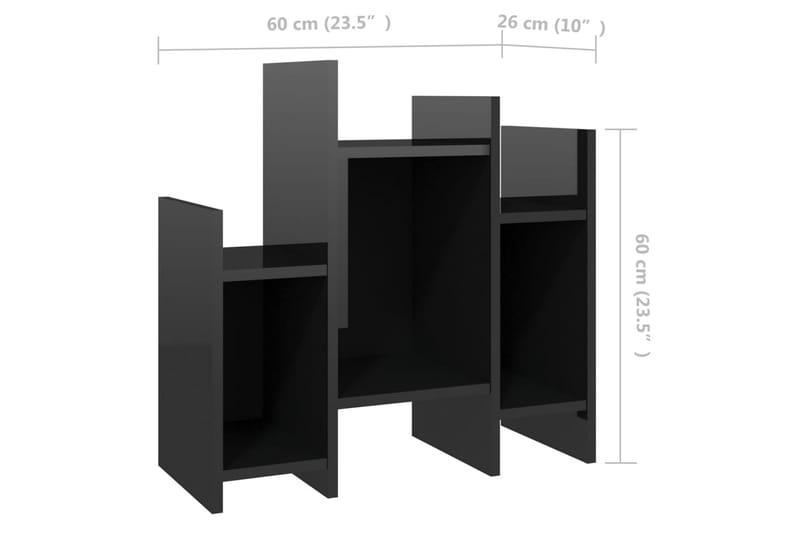 Sidobord svart högglans 60x26x60 cm spånskiva - Svart - Lampbord - Brickbord & småbord
