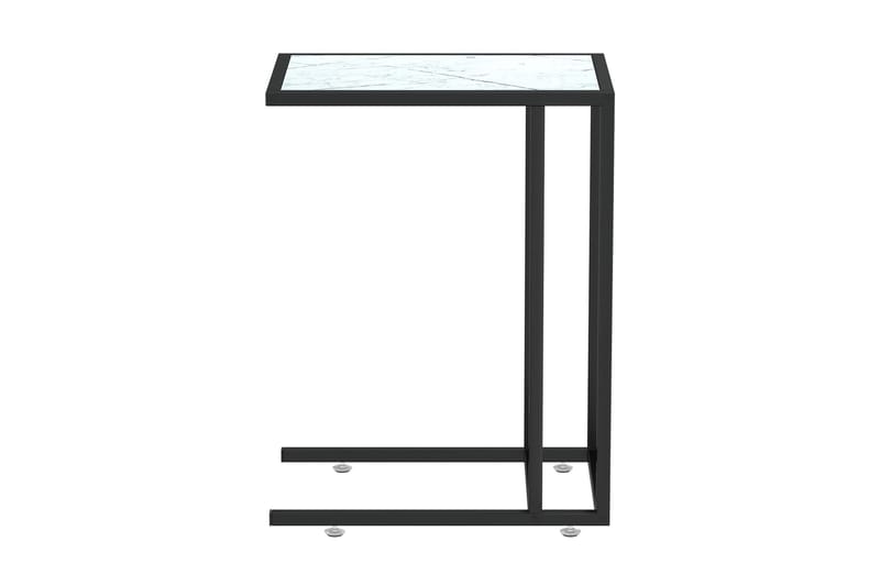 Sidobord till datorbord vit marmor 50x35x65 cm härdat glas - Vit - Möbler - Bord & matgrupper - Avlastningsbord - Lampbord