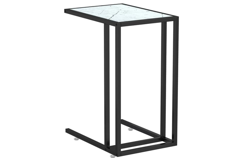 Sidobord till datorbord vit marmor 50x35x65 cm härdat glas - Vit - Möbler - Bord & matgrupper - Avlastningsbord - Lampbord