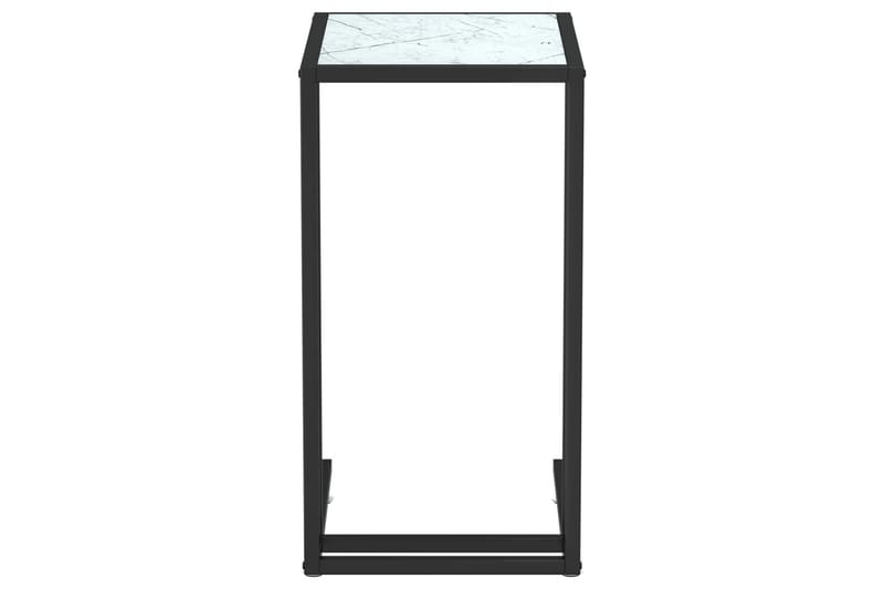 Sidobord till datorbord vit marmor 50x35x65 cm härdat glas - Vit - Lampbord - Brickbord & småbord