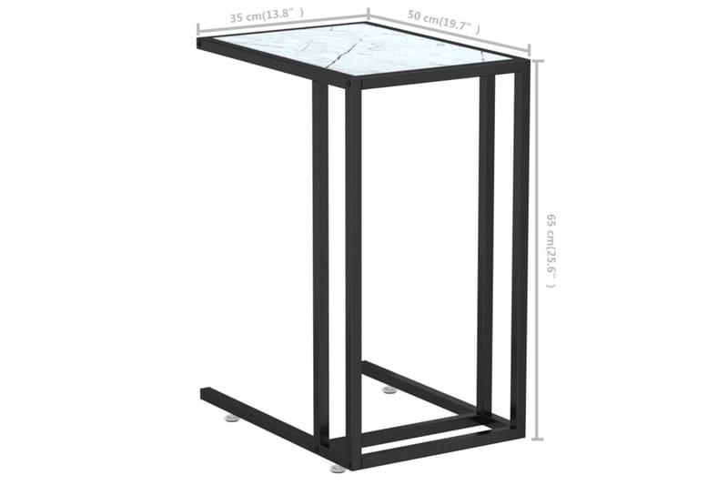 Sidobord till datorbord vit marmor 50x35x65 cm härdat glas - Vit - Möbler - Bord & matgrupper - Avlastningsbord - Lampbord