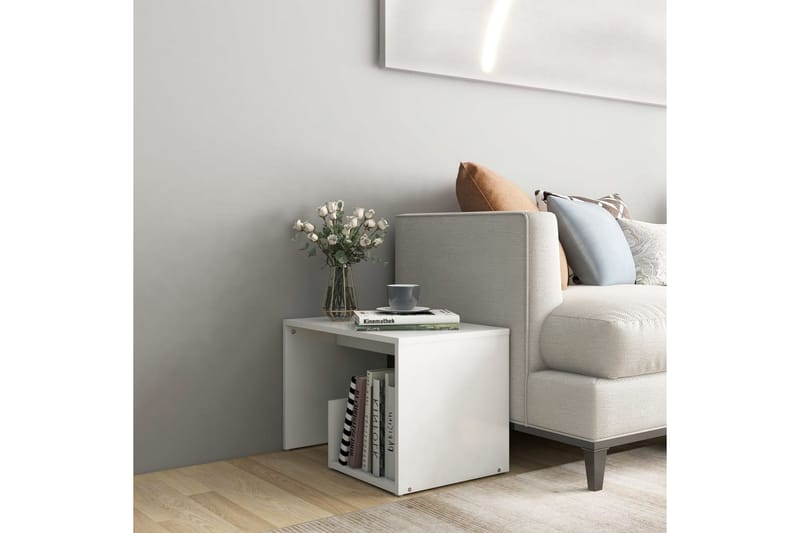 Sidobord vit 59x36x38 cm spånskiva - Vit - Möbler - Bord & matgrupper - Avlastningsbord - Lampbord