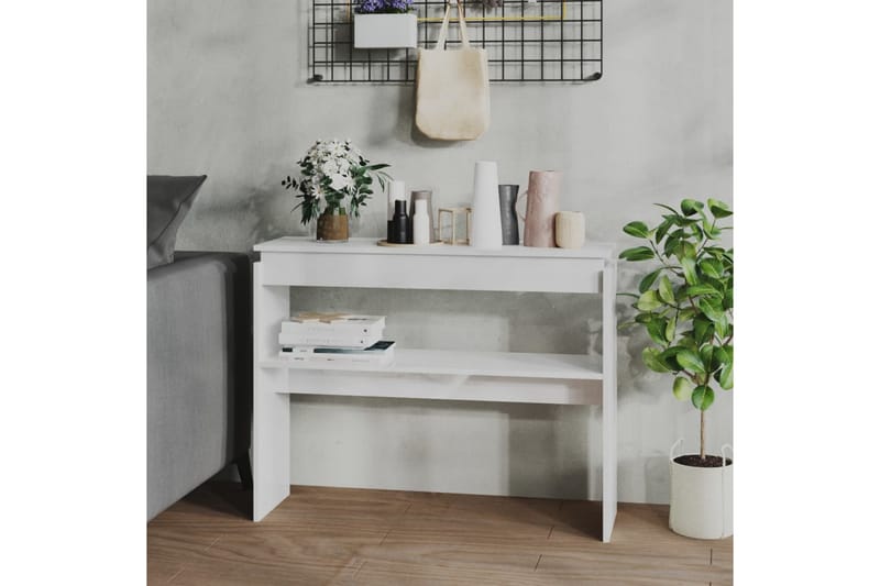 Sidobord vit högglans 102x30x80 cm spånskiva - Vit - Möbler - Bord & matgrupper - Avlastningsbord - Lampbord