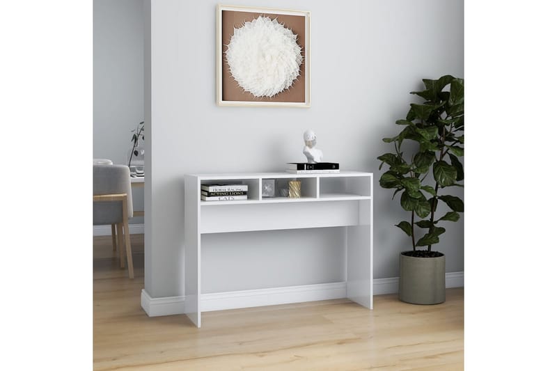 Sidobord vit högglans 105x30x80 cm spånskiva - Vit - Lampbord - Brickbord & småbord