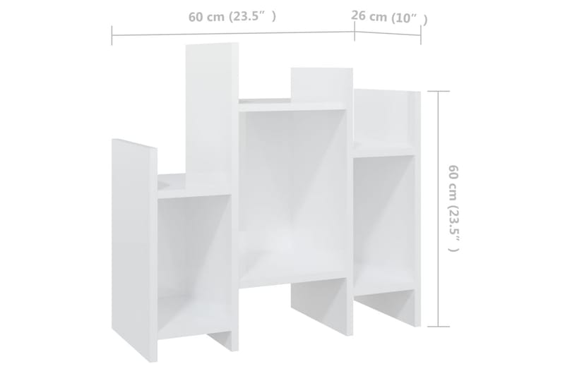 Sidobord vit högglans 60x26x60 cm spånskiva - Vit - Lampbord - Brickbord & småbord