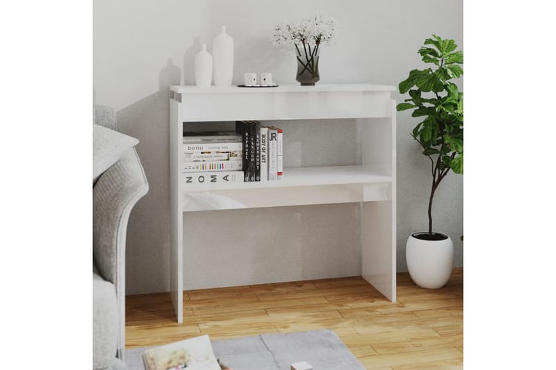 Sidobord vit högglans 80x30x80 cm spånskiva - Vit - Möbler - Bord & matgrupper - Avlastningsbord - Lampbord