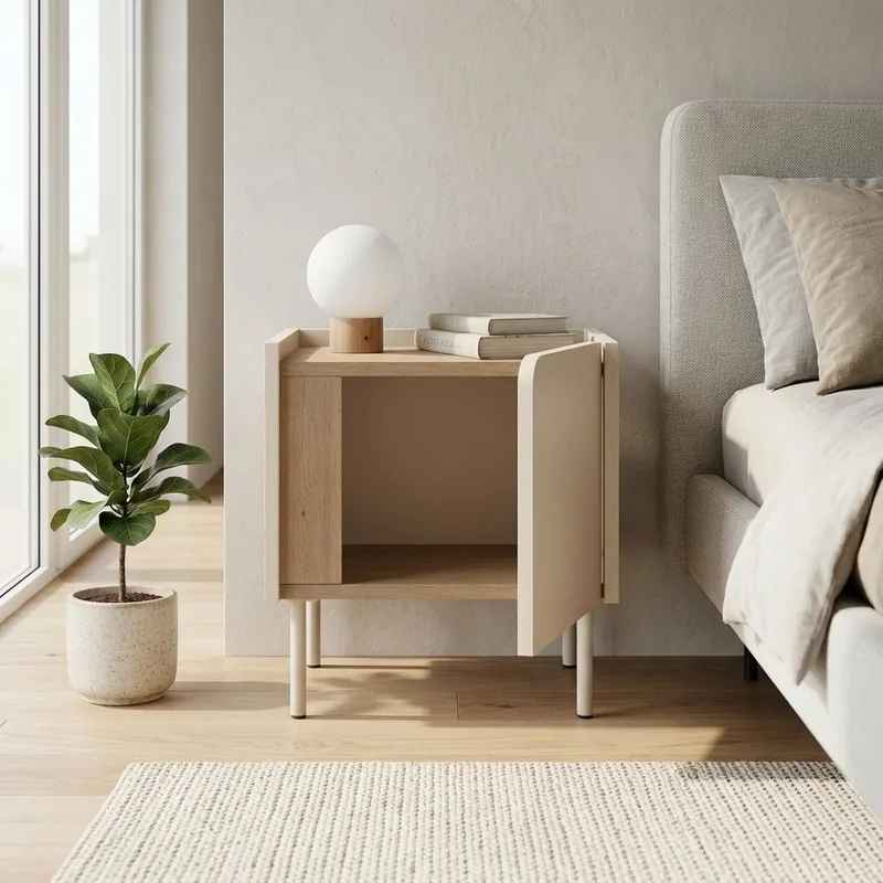 Lomar Nattduksbord 45,5x47,8x35 cm - Naturlig ek, sandsten - Möbler - Bord & matgrupper - Avlastningsbord - Sängbord & nattduksbord