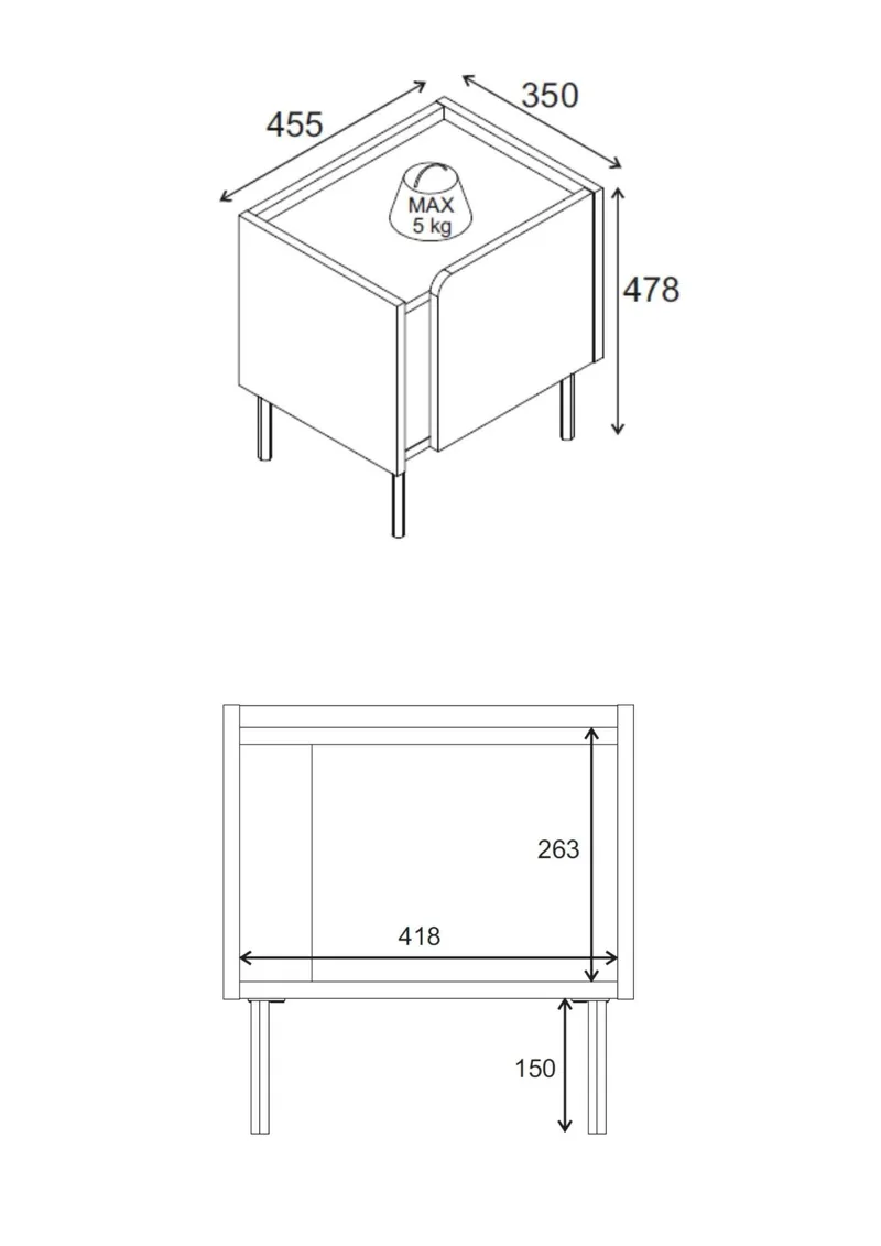 Lomar Nattduksbord 45,5x47,8x35 cm - Naturlig ek, sandsten - Möbler - Bord & matgrupper - Avlastningsbord - Sängbord & nattduksbord