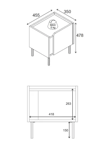 Lomar Nattduksbord 45,5x47,8x35 cm - Naturlig ek/Antracit/Svart - Möbler - Bord & matgrupper - Avlastningsbord - Sängbord & nattduksbord