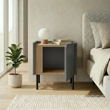 Lomar Nattduksbord 45,5x47,8x35 cm - Naturlig ek/Antracit/Svart - Möbler - Bord & matgrupper - Avlastningsbord - Sängbord & nattduksbord