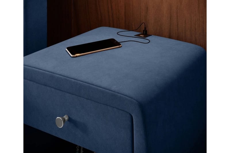 Lysander Sängbord 48 cm med Förvaring Låda - Blå - Sängbord & nattduksbord
