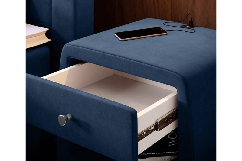Lysander Sängbord 48 cm med Förvaring Låda - Blå - Sängbord & nattduksbord