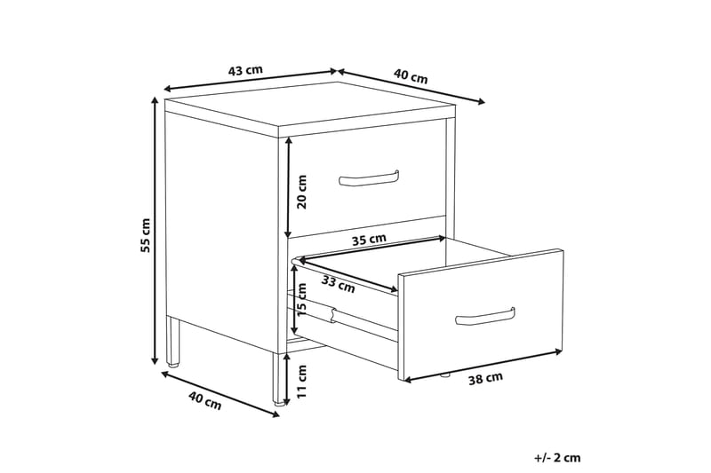 Malavin Sängbord 43 cm - Stål/Rosa - Sängbord & nattduksbord