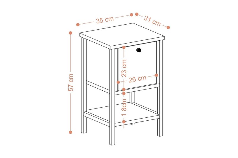 Matar Sidobord 35 cm - Brun/Svart - Möbler - Bord & matgrupper - Avlastningsbord - Lampbord