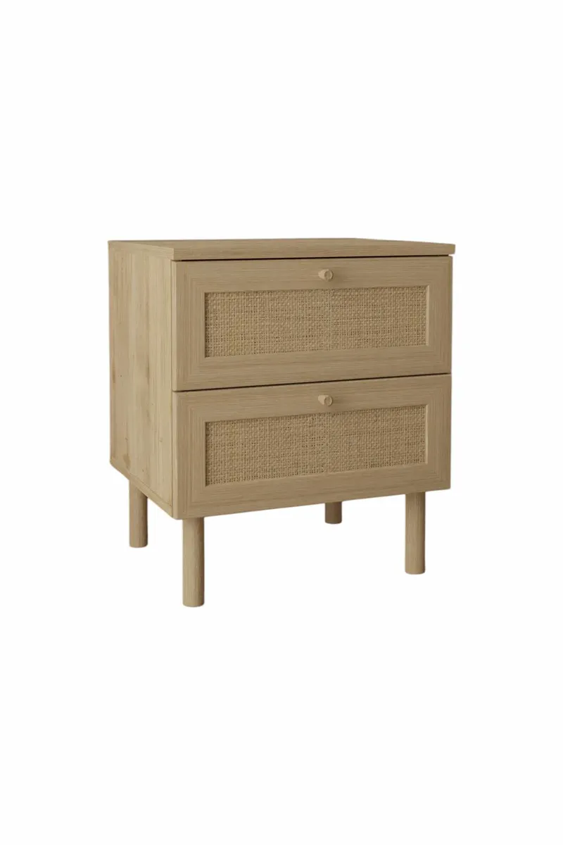 Meyloren Sängbord Rotting 50 cm med 2 Lådor - Beige - Möbler - Bord & matgrupper - Avlastningsbord - Sängbord & nattduksbord