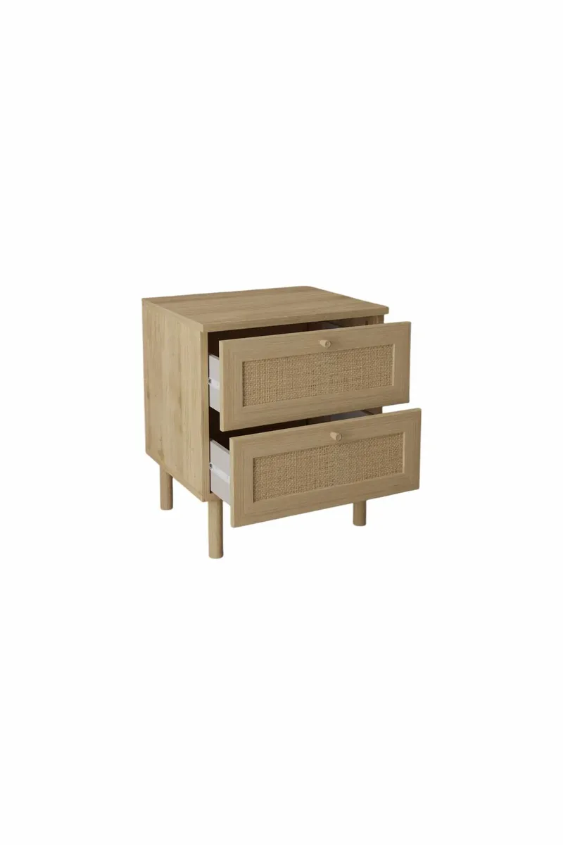 Meyloren Sängbord Rotting 50 cm med 2 Lådor - Beige - Möbler - Bord & matgrupper - Avlastningsbord - Sängbord & nattduksbord