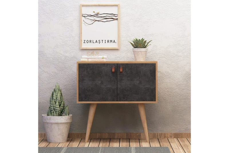 Mod Design Sideboard Läderbeslag - Grå/Trä - Möbler - Bord & matgrupper - Avlastningsbord