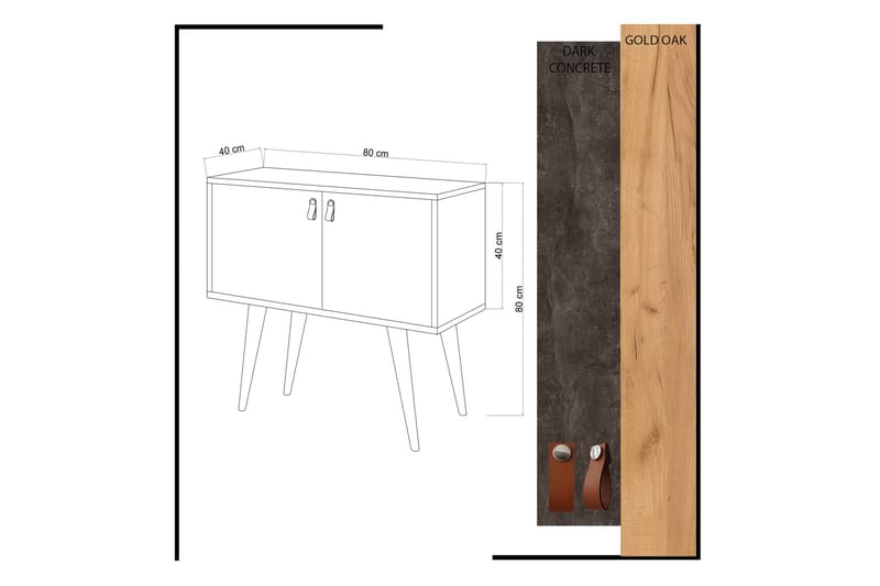 Mod Design Sideboard Läderbeslag - Grå/Trä - Möbler - Bord & matgrupper - Avlastningsbord