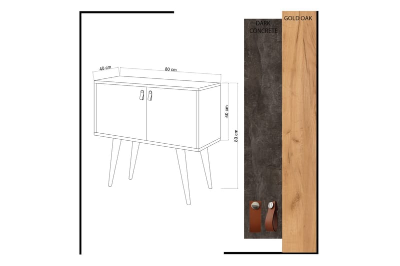 Mod Design Sideboard Läderbeslag - Grå/Trä - Avlastningsbord