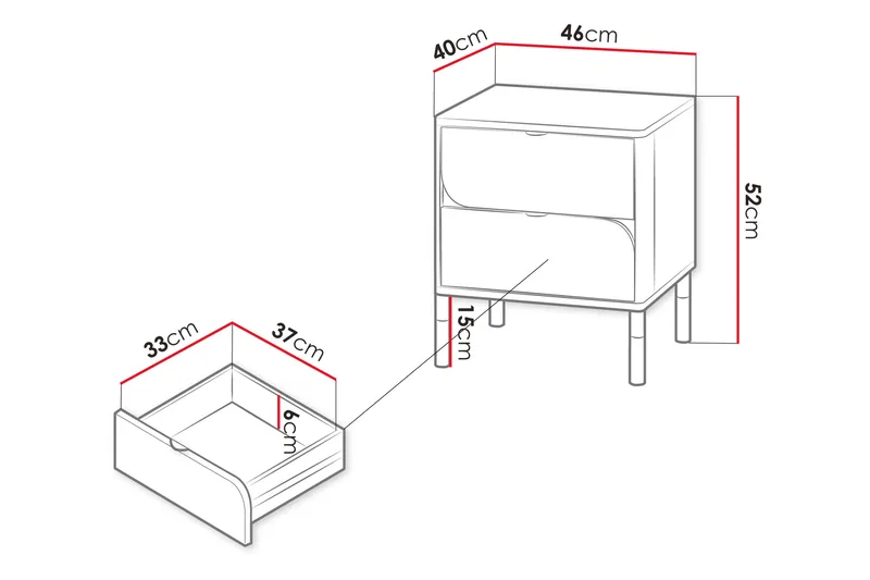 Monfort Sängbord 46 cm - Beige - Möbler - Bord & matgrupper - Avlastningsbord - Sängbord & nattduksbord