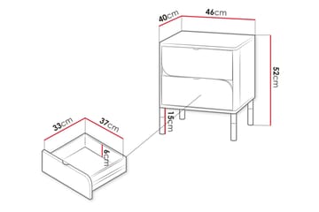 Monfort Sängbord 46 cm - Beige - Möbler - Bord & matgrupper - Avlastningsbord - Sängbord & nattduksbord