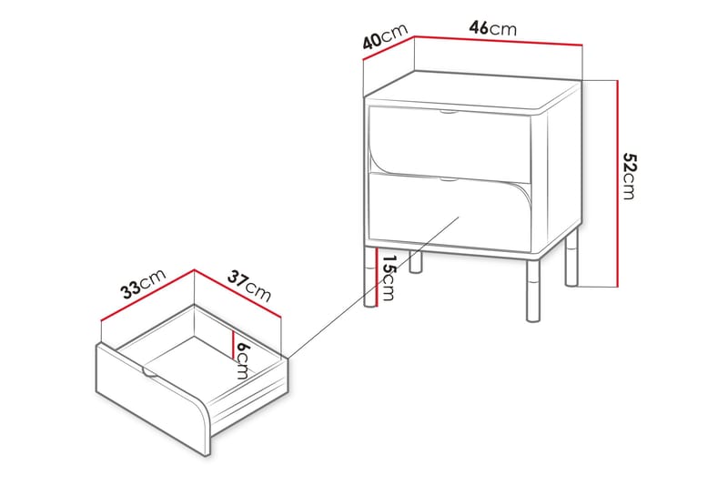 Monfort Sängbord 46 cm - Beige - Möbler - Bord & matgrupper - Avlastningsbord - Sängbord & nattduksbord