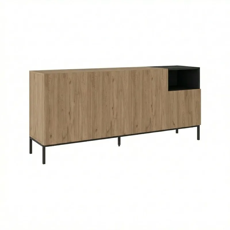 Morlen Konsol 180x80x41,8 cm - Natural Oak, Wood Black, Sandstone - Möbler - Bord & matgrupper - Avlastningsbord - Hallbord