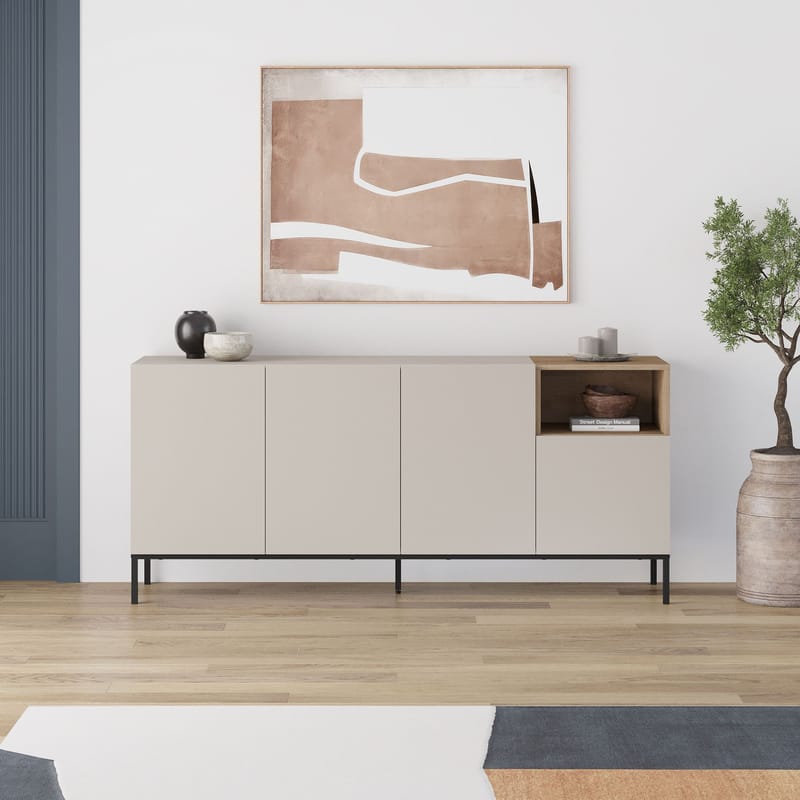 Morlen Konsol 180x80x41,8 cm - Sandstone, Natural Oak, Black - Möbler - Bord & matgrupper - Avlastningsbord - Hallbord