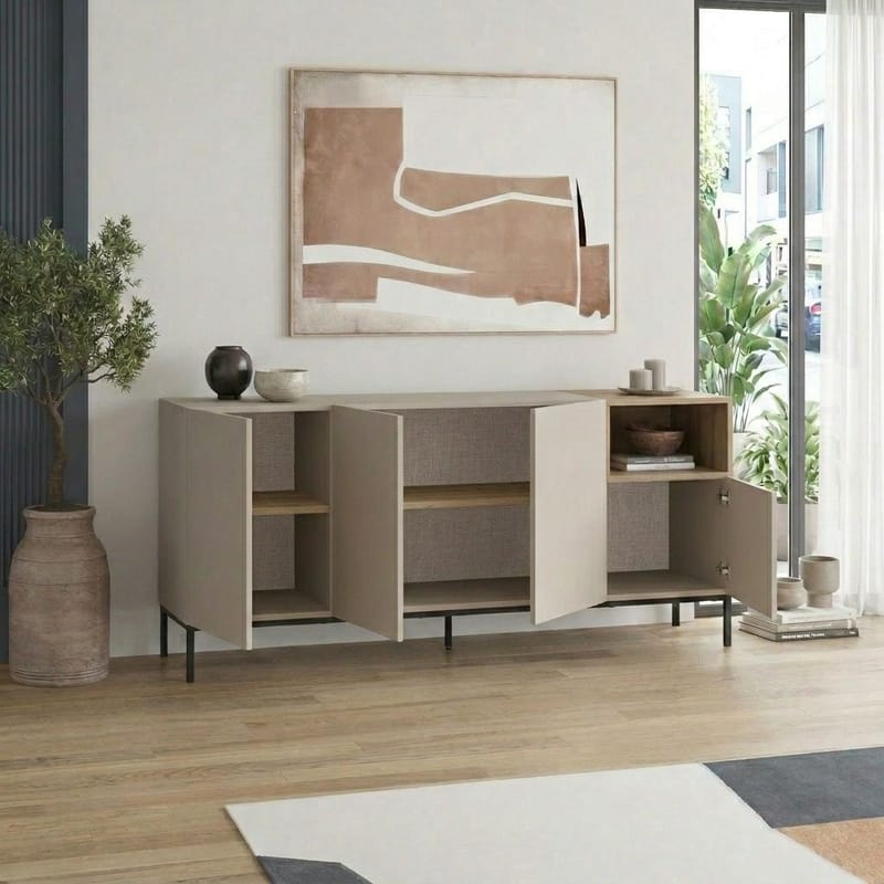 Morlen Konsol 180x80x41,8 cm - Sandstone, Natural Oak, Black - Möbler - Bord & matgrupper - Avlastningsbord - Hallbord