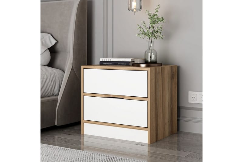 Munna Sängbord 54 cm - Valnöt/Vit - Möbler - Bord & matgrupper - Avlastningsbord - Sängbord & nattduksbord