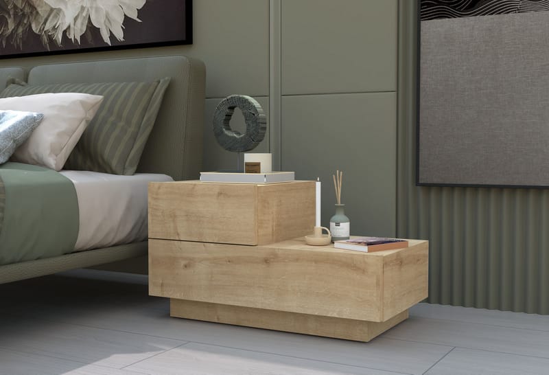 Mutki Nattduksbord 70x35x38,3 cm - Sapphire Oak - Möbler - Bord & matgrupper - Avlastningsbord - Sängbord & nattduksbord