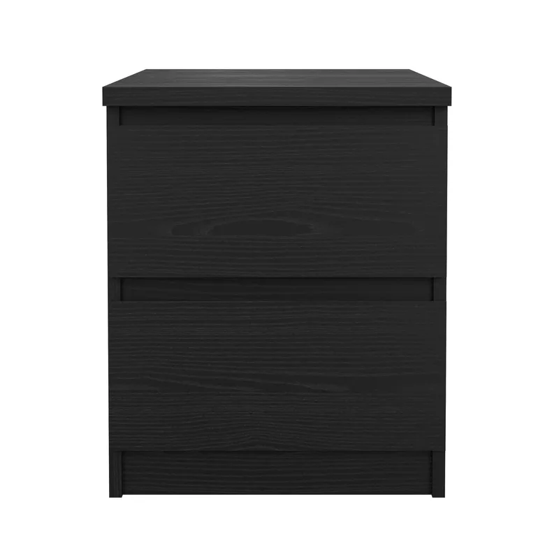 Naia Sängbord & Nattduksbord 40x50x50 cm i Trä med Valnötsutseende, Förvaring med 2 Lådor - Svart - Möbler - Bord & matgrupper - Avlastningsbord - Sängbord & nattduksbord