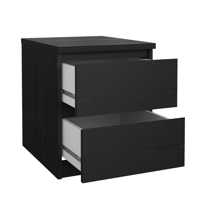 Naia Sängbord & Nattduksbord 40x50x50 cm i Trä med Valnötsutseende, Förvaring med 2 Lådor - Svart - Möbler - Bord & matgrupper - Avlastningsbord - Sängbord & nattduksbord