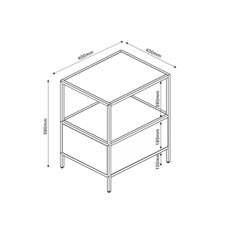 Nattduksbord/sidobord Hedvig 40x40x59 cm - ask/svart - Möbler - Bord & matgrupper - Avlastningsbord - Sängbord & nattduksbord