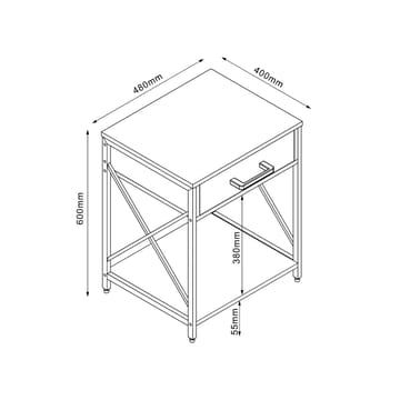 Nattduksbord/sidobord Hedvig ask/svart 48x40x60 cm - ask/svart - Möbler - Bord & matgrupper - Avlastningsbord - Sängbord & nattduksbord