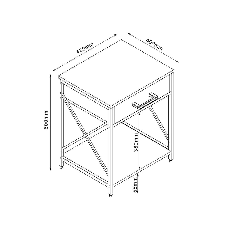 Nattduksbord/sidobord Hedvig ask/svart 48x40x60 cm - ask/svart - Möbler - Bord & matgrupper - Avlastningsbord - Sängbord & nattduksbord