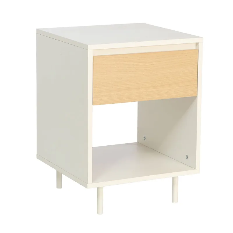 Nattduksbord/sidobord Herta 40x40x54 cm, ljus trä/vit