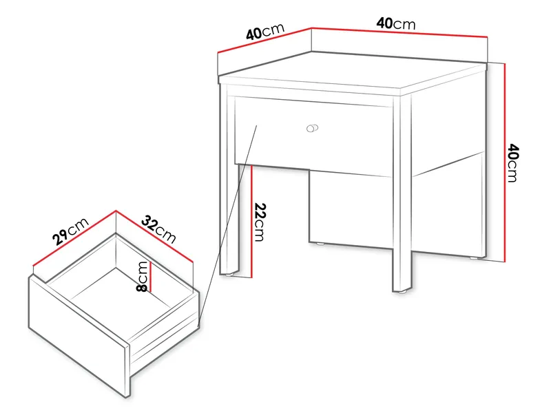 Navron Sängbord 40 cm - Beige/Svart - Möbler - Bord & matgrupper - Avlastningsbord - Sängbord & nattduksbord