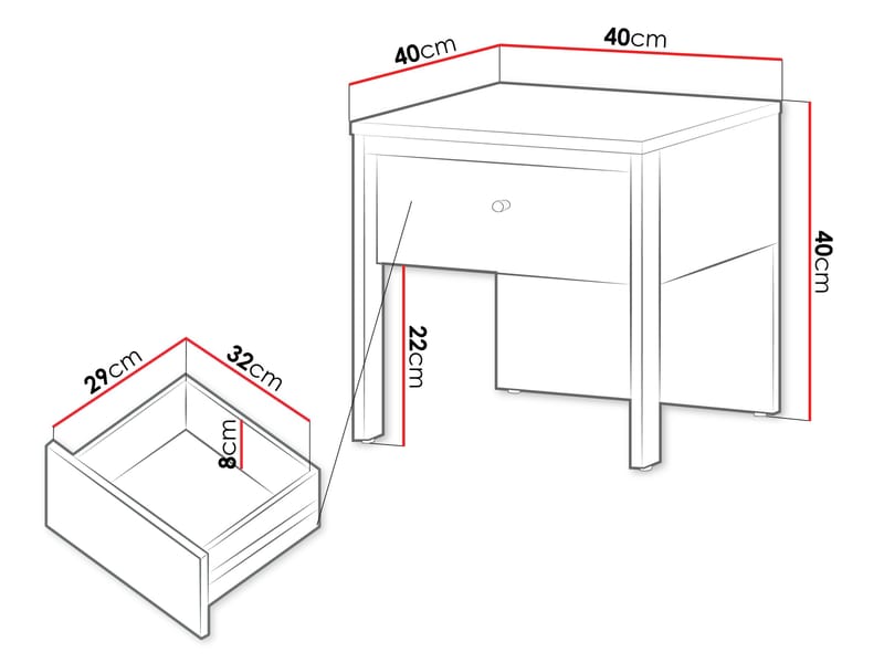 Navron Sängbord 40 cm - Beige/Svart - Möbler - Bord & matgrupper - Avlastningsbord - Sängbord & nattduksbord