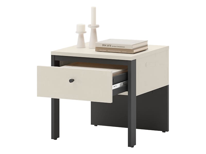 Navron Sängbord 40 cm - Beige/Svart - Möbler - Bord & matgrupper - Avlastningsbord - Sängbord & nattduksbord