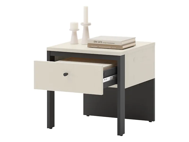 Navron Sängbord 40 cm - Beige/Svart - Möbler - Bord & matgrupper - Avlastningsbord - Sängbord & nattduksbord