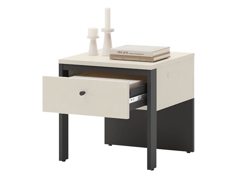 Navron Sängbord 40 cm - Beige/Svart - Möbler - Bord & matgrupper - Avlastningsbord - Sängbord & nattduksbord