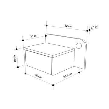 Nosina Vägghängt Sängbord & Nattduksbord med LED-belysning och Låda 52 cm i Trä - Vit/Brun - Möbler - Bord & matgrupper - Avlastningsbord - Sängbord & nattduksbord