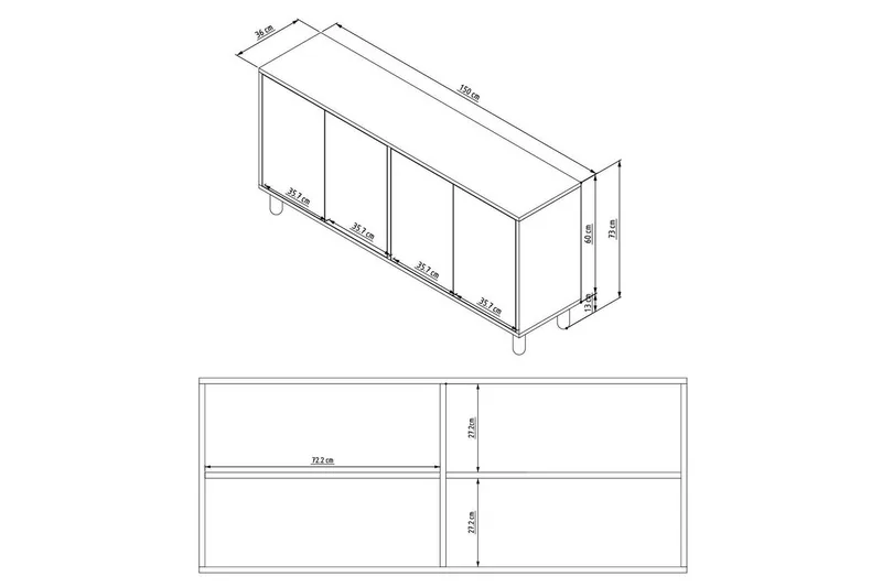 Ovrin Konsollbord 150 cm - Vit - Möbler - Bord & matgrupper - Avlastningsbord - Hallbord