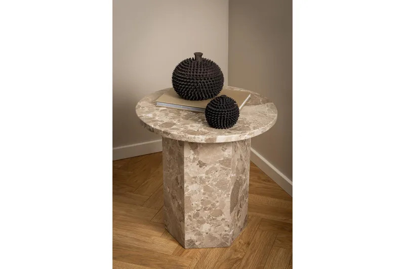 Prisa Runt Sidobord i Marmor Sten 50 cm - Beige - Möbler - Bord & matgrupper - Avlastningsbord - Lampbord