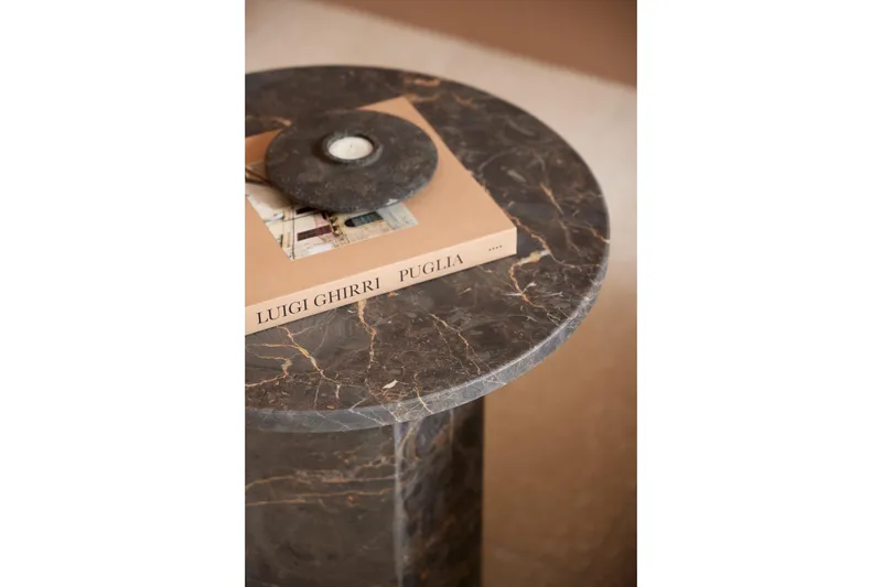 Prisa Runt Sidobord i Marmor Sten 50 cm - Grå / Brun - Möbler - Bord & matgrupper - Avlastningsbord - Lampbord