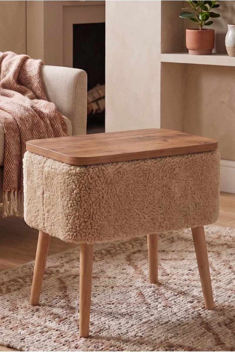 Queno Sidobord 60x65x30 cm - Beige - Möbler - Bord & matgrupper - Avlastningsbord - Lampbord