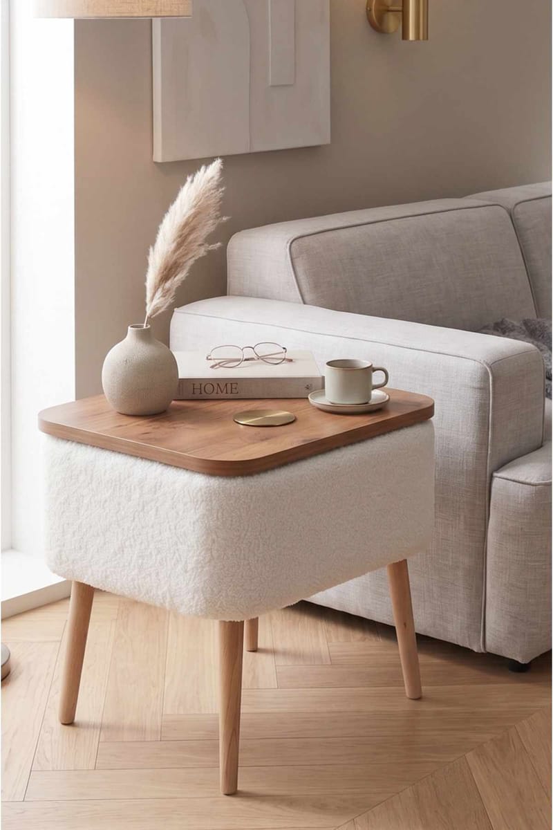 Queno Sidobord 60x65x30 cm - Vit - Möbler - Bord & matgrupper - Avlastningsbord - Lampbord