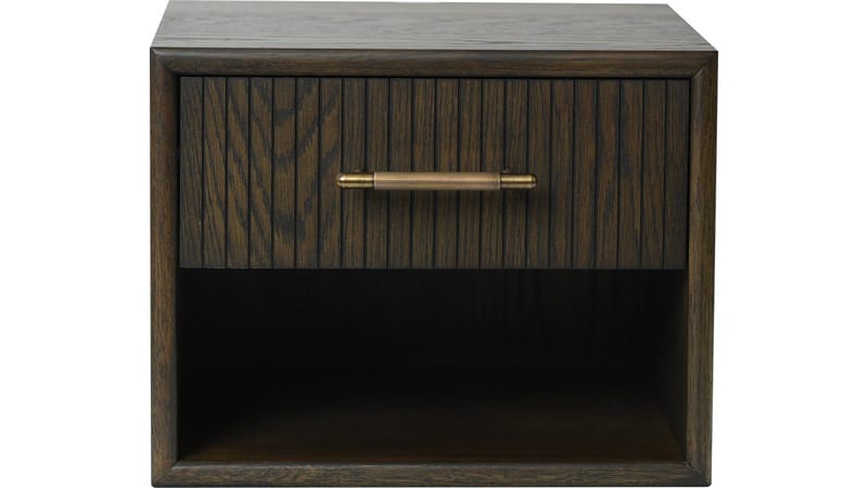 Råvika Sängbord vägghängd, Brunlackad ek