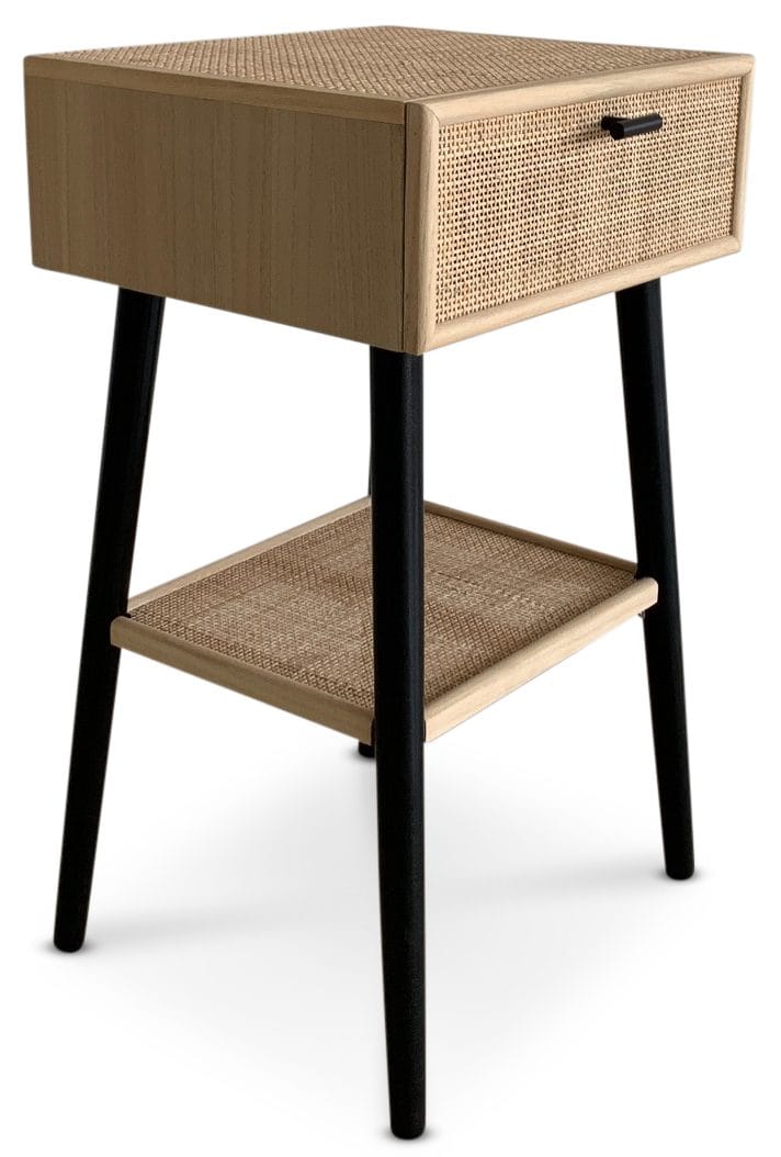 React sängbord - Rotting / Svart, Ljus ek/svart